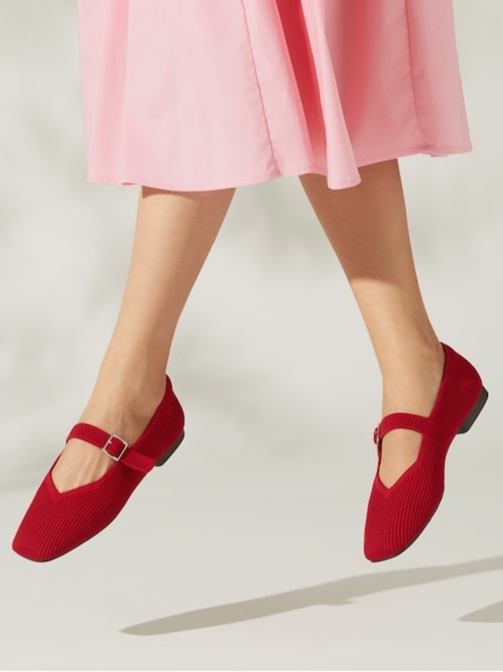 Women's Red Mary Jane Flats - Sleek Comfortable Style